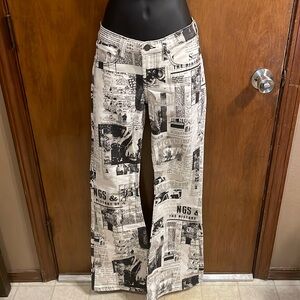 BSG low rise flare Newspaper Print jeans size 25